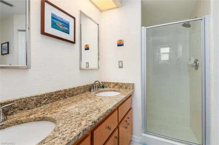 Primary Bath dual sinks and shower only