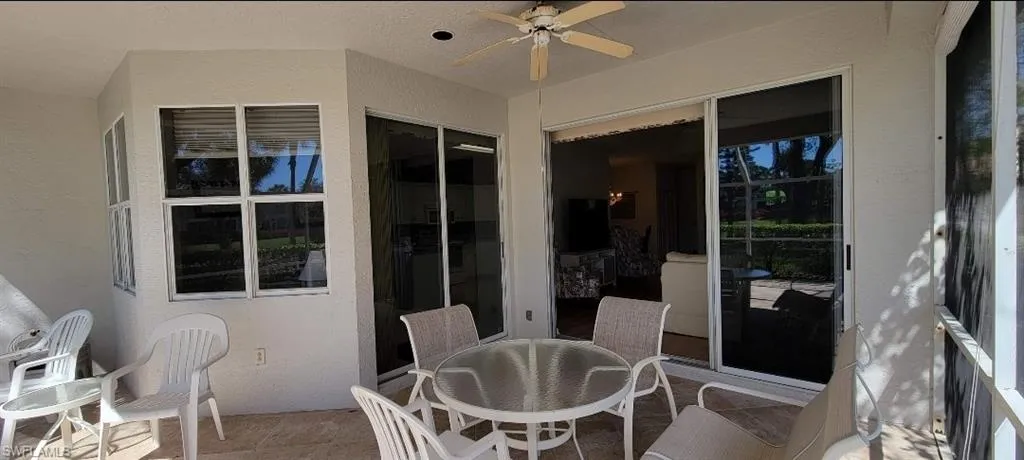 View of lanai with ceiling fan