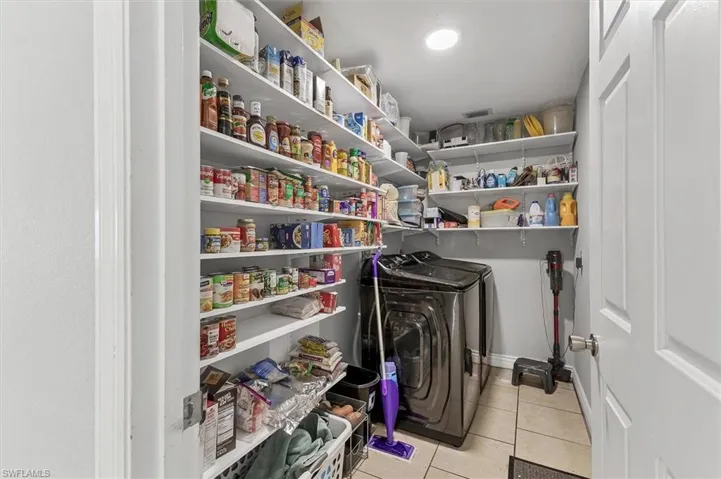 Storage area with independent washer and dryer