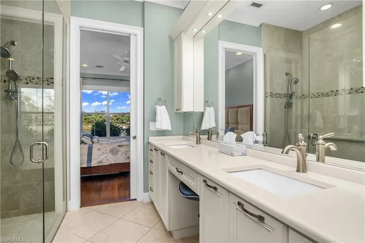 Owner's Bathroom, note the upgrades rectangular cut sinks, single handle fixtures. Views of the owner's suite.