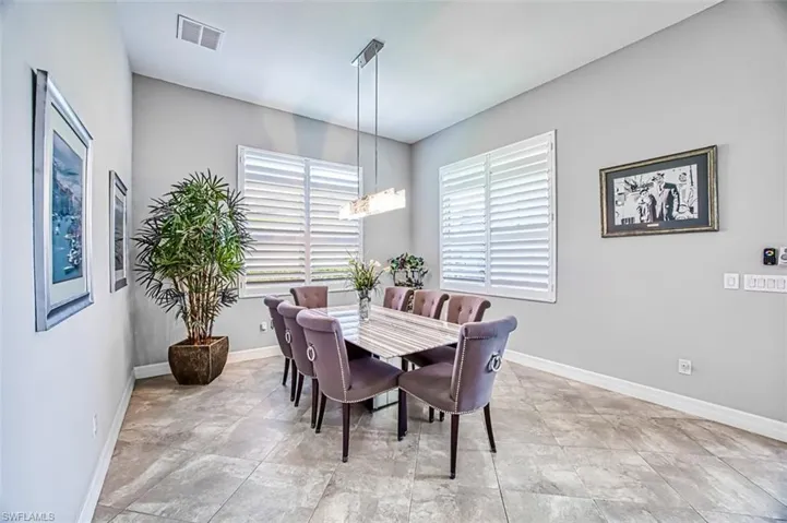 View of tiled dining room