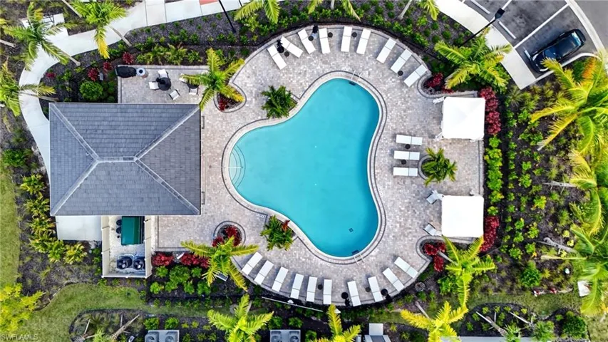 Aerial view of a pool area