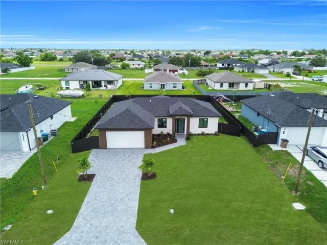 Aerial perspective of suburban area