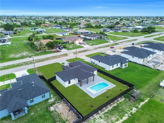 Aerial view of residential area