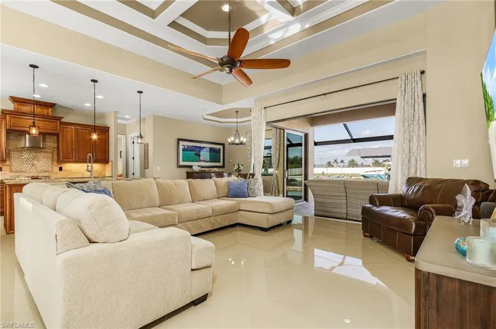 View upon entry and elegant porcelain tile throughout