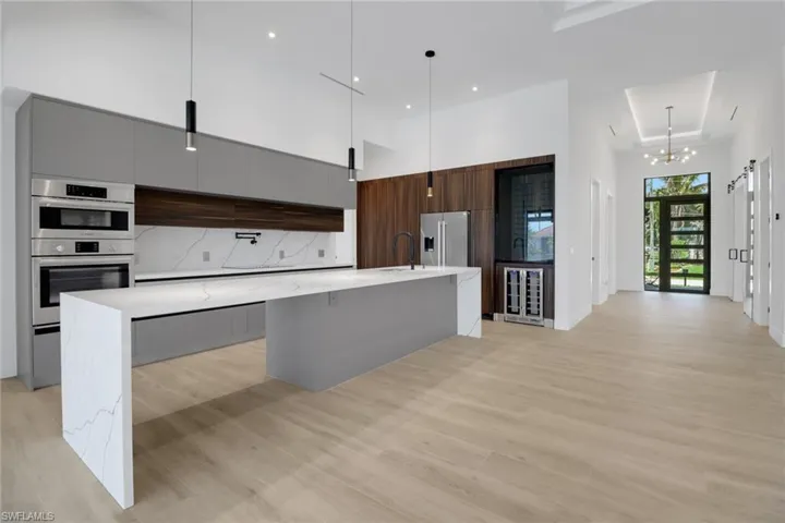 Kitchen center island with breakfast