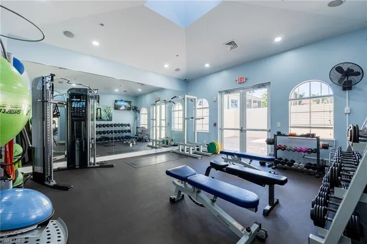 Workout area with recessed lighting