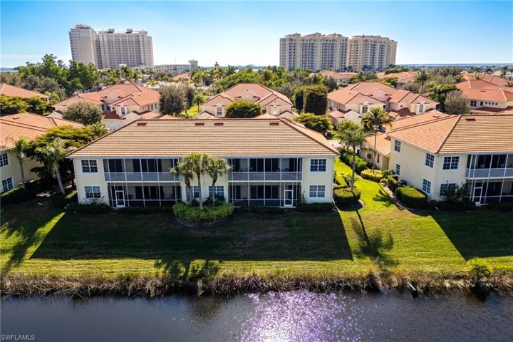 Aerial view of a nearby body of water