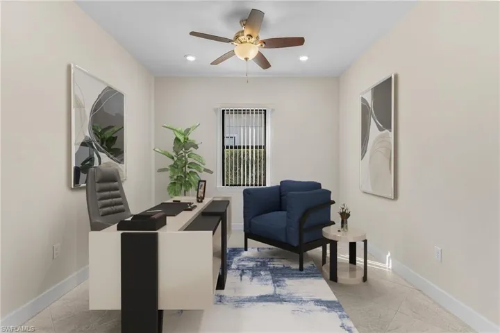 Office with ceiling fan