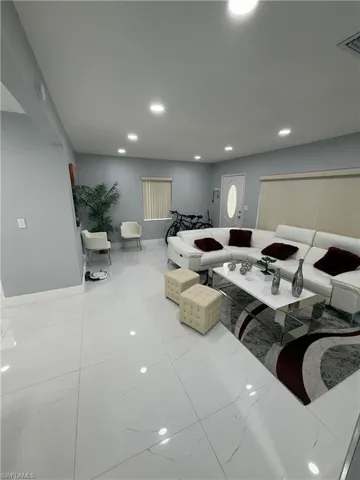 Living area with recessed lighting