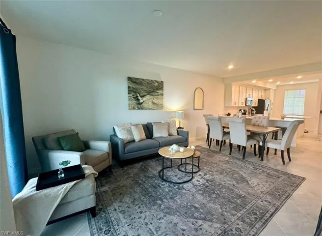 Living room with recessed lighting