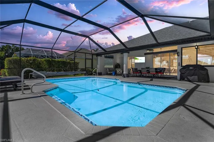 heated newly resurfaced pool with decorative tile