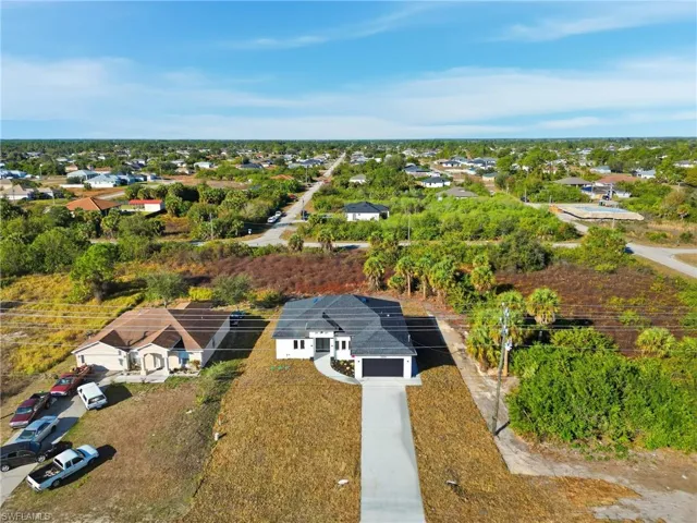 Aerial perspective of suburban area