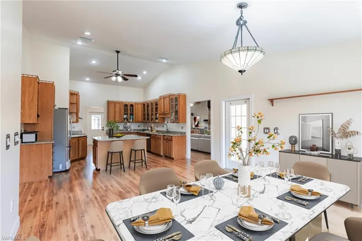 This dining room is virtually staged