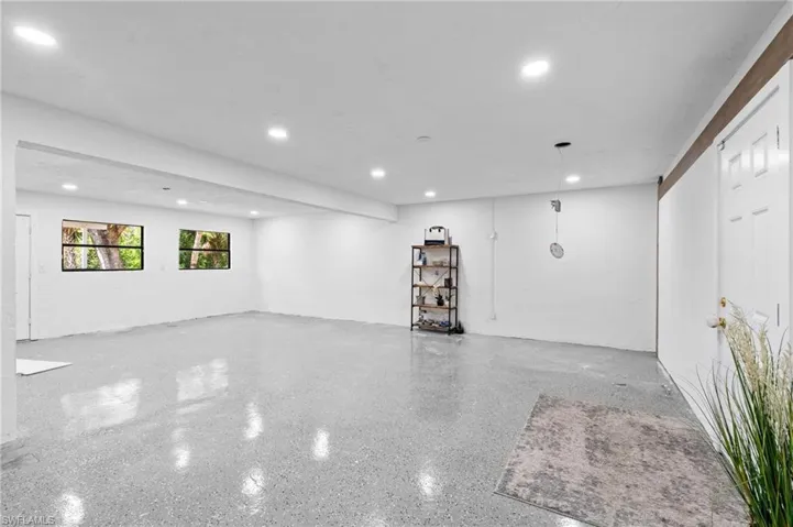 Below grade area with recessed lighting
