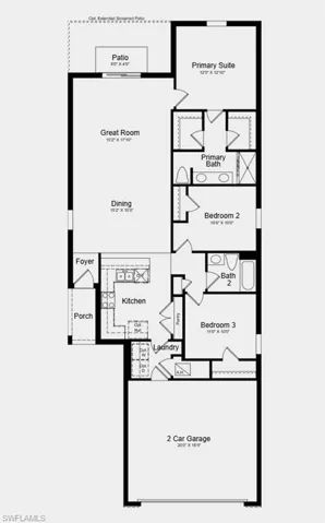 Floor Plan -  Additional Highlights Include: laundry appliance package, GE refrigerator, and window blinds throughout the whole house