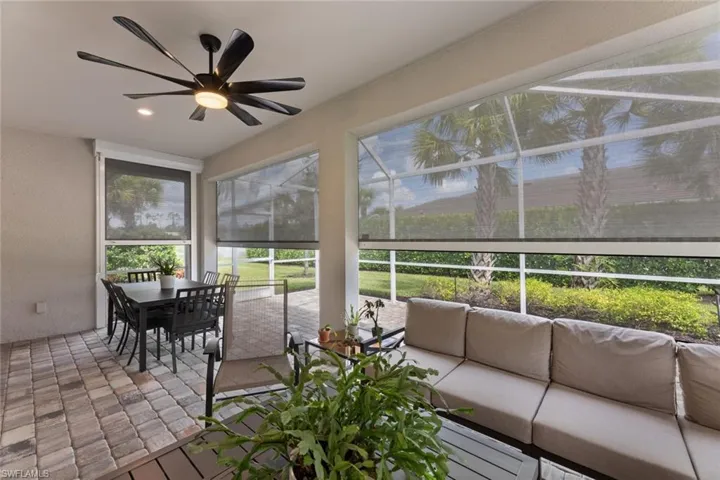 All openings on covered lanai protected with StormSmart electric roll-down screens