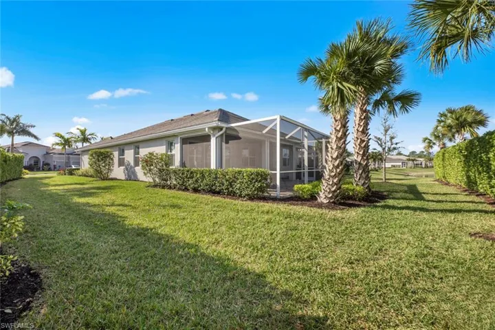 Corner view of side and back yards