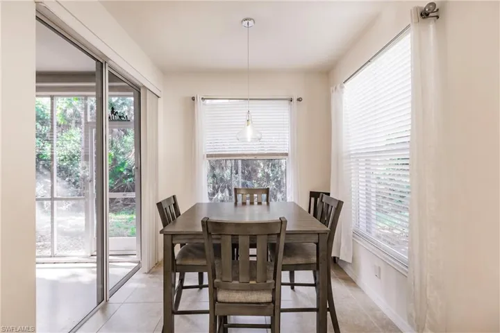 View of tiled dining space