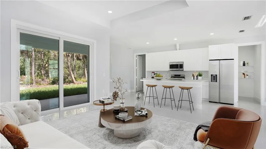 Living area featuring recessed lighting