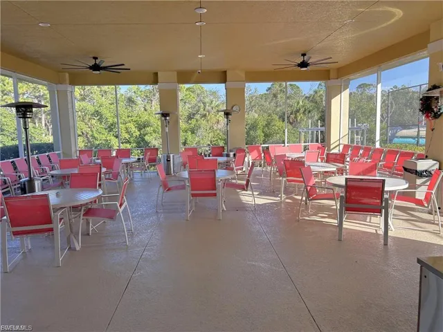 View of patio / terrace with ceiling fan and outdoor dining area