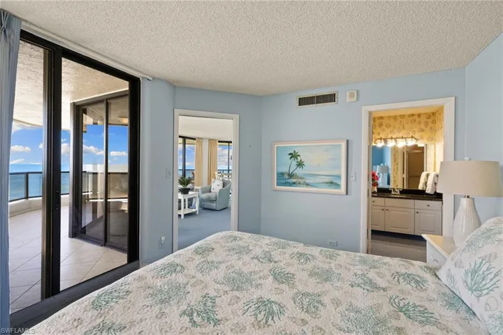 Master Bedroom with beautiful beachfront view of the Gulf.