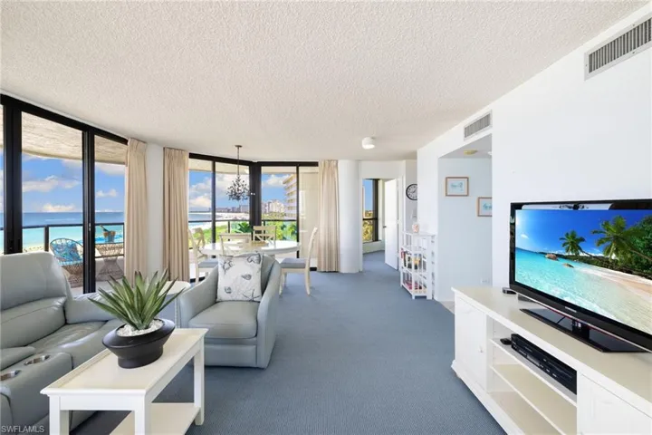 Living room featuring floor to ceiling windows