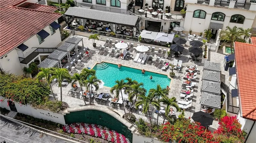 Drone / aerial view of a pool
