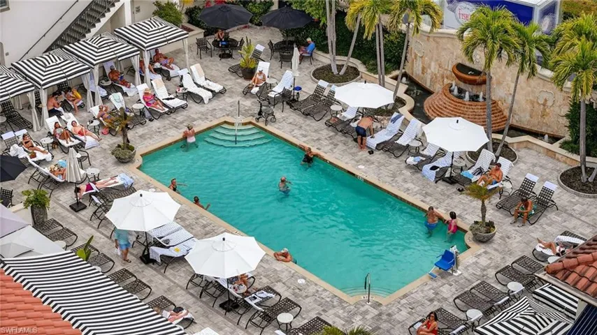 Drone / aerial view of a pool