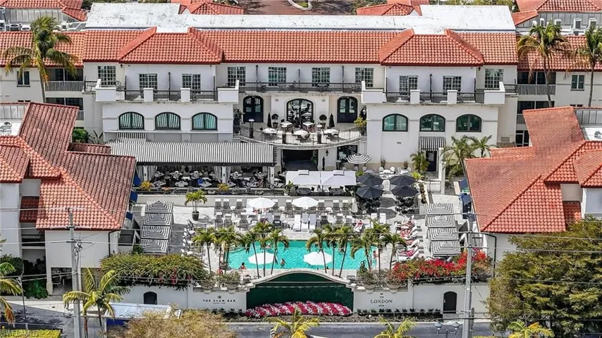 Aerial view of a pool area