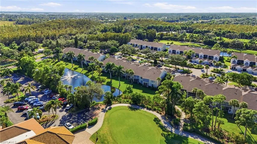 Bird's eye view of the backyard pond and fountain.