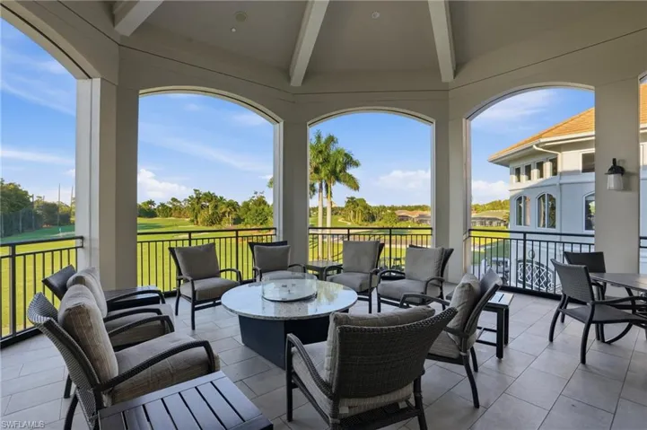 Clubhouse Patio featuring view of golf course