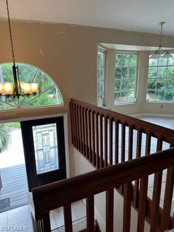 Grand wood stained staircase