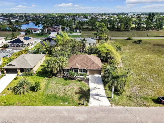 Aerial perspective of suburban area