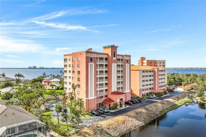 View of building exterior with a water view
