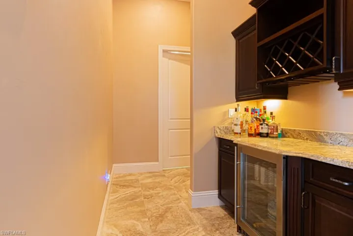 Great bar area with wine fridge.