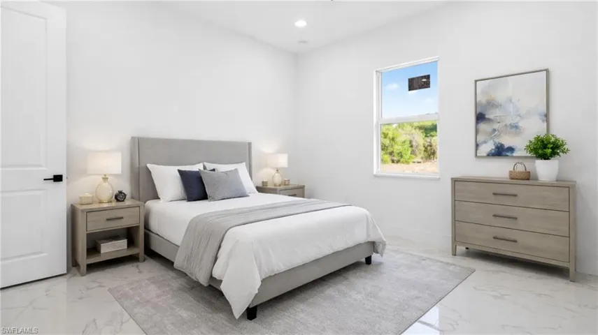 Virtually Staged Bedroom featuring recessed lighting and baseboards