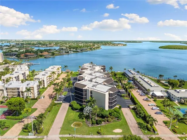 Drone / aerial view of a nearby body of water