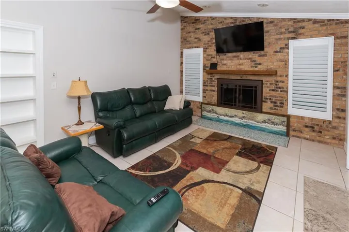 Living area with fireplace