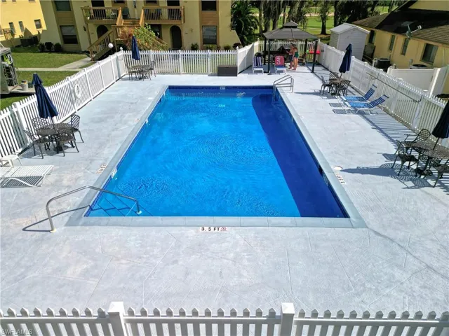View of pool with a gazebo