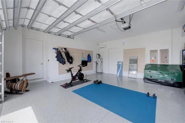Exercise area with water heater