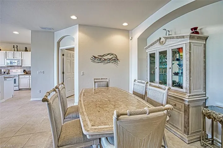 View of tiled dining area