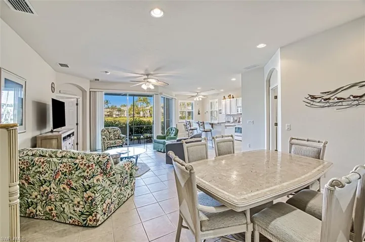 View of tiled dining space