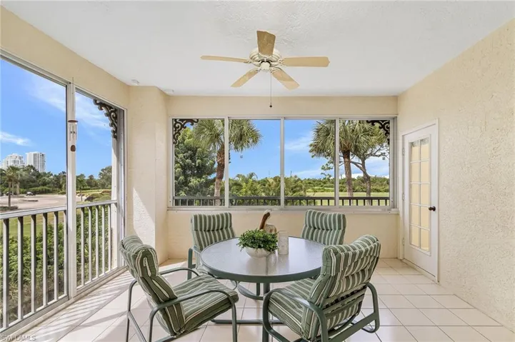 Sunroom / Lanai with views of the Golf Course.