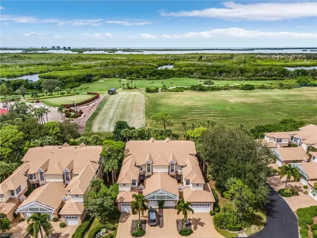 Aerial perspective the community overlooking the Pelican Nest golf course.