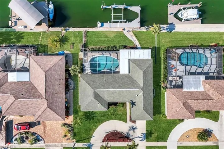 Aerial view of a pool