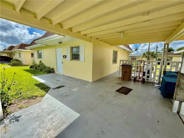 Covered carport and patio.