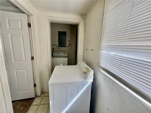 Laundry and storage room.