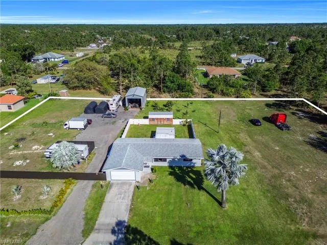 Aerial view with a wooded view