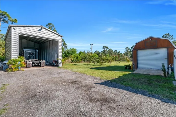 View of detached garage